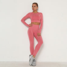 Load image into Gallery viewer, Seamless Women Gym Set Long Sleeve Top Belly Control High Waist Sport Leggings Gym Clothes Girls Tracksuit Sport Suit Sportwear