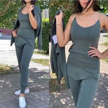 Load image into Gallery viewer, mozuleva Women 2021 Autumn Winter Knitted Vest Zipper Cardigans Pants 3pcs Sets Tracksuits Outfits