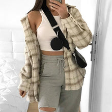 Load image into Gallery viewer, ZXQJ Vintage Women Soft Tweed Shirts 2021 Spring-Autumn Fashion Ladies Elegant Loose Blouses Streetwear Girls Oversize Outwear