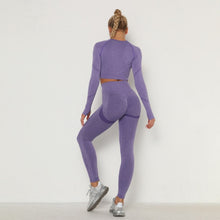 Load image into Gallery viewer, Seamless Women Gym Set Long Sleeve Top Belly Control High Waist Sport Leggings Gym Clothes Girls Tracksuit Sport Suit Sportwear