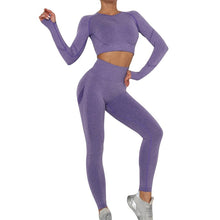 Load image into Gallery viewer, Seamless Women Gym Set Long Sleeve Top Belly Control High Waist Sport Leggings Gym Clothes Girls Tracksuit Sport Suit Sportwear