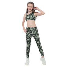 Load image into Gallery viewer, Camouflage Sports Suit 2 Piece Yoga Sets Running Gymnastics Dancewear Sleeveless Tank Crop Tops+Pants Sport Tracksuits for Girls