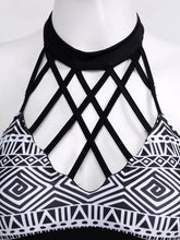 Load image into Gallery viewer, 2021 Women Sexy Bikini Set Two Piece Geometric Print Halter Backless Hollow Out Swimsuit Female Adjustable Bra Beach Swimwear