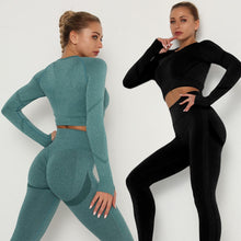 Load image into Gallery viewer, Seamless Women Gym Set Long Sleeve Top Belly Control High Waist Sport Leggings Gym Clothes Girls Tracksuit Sport Suit Sportwear
