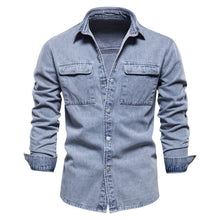 Load image into Gallery viewer, AIOPESON 100% Cotton Denim Jackets Men Casual Solid Color Pocket Thin Jacket for Men Style Spring High Quality Men Clothing

