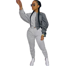 Load image into Gallery viewer, Cutubly Patchwork Color Two Piece Set Autumn Lace Up Women'S Set Long Sleeve Top And Jogger Trouser Pants Set Tracksuit Outfits
