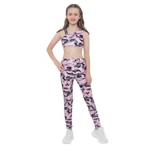 Load image into Gallery viewer, Camouflage Sports Suit 2 Piece Yoga Sets Running Gymnastics Dancewear Sleeveless Tank Crop Tops+Pants Sport Tracksuits for Girls
