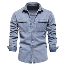 Load image into Gallery viewer, AIOPESON 100% Cotton Denim Jackets Men Casual Solid Color Pocket Thin Jacket for Men Style Spring High Quality Men Clothing
