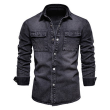 Load image into Gallery viewer, AIOPESON 100% Cotton Denim Jackets Men Casual Solid Color Pocket Thin Jacket for Men Style Spring High Quality Men Clothing
