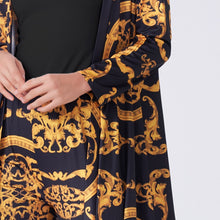 Load image into Gallery viewer, New Summer Women 2 Pieces Set Vintage Palazoo Print High Waist Elastic Pants Long Sleeve Open Front Coat Homewear Business Suit
