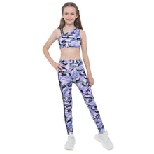 Load image into Gallery viewer, Camouflage Sports Suit 2 Piece Yoga Sets Running Gymnastics Dancewear Sleeveless Tank Crop Tops+Pants Sport Tracksuits for Girls
