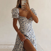 Load image into Gallery viewer, Glamm Lady Floral Print Casual Midi Sexy Party Dresses For Womens Strapless Autumn Summer Dress Club Bodycon Dress Puff Vestidos
