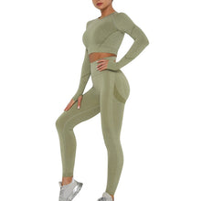 Load image into Gallery viewer, Seamless Women Gym Set Long Sleeve Top Belly Control High Waist Sport Leggings Gym Clothes Girls Tracksuit Sport Suit Sportwear
