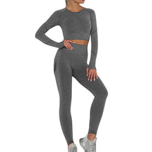 Load image into Gallery viewer, Seamless Women Gym Set Long Sleeve Top Belly Control High Waist Sport Leggings Gym Clothes Girls Tracksuit Sport Suit Sportwear
