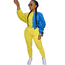 Load image into Gallery viewer, Cutubly Patchwork Color Two Piece Set Autumn Lace Up Women'S Set Long Sleeve Top And Jogger Trouser Pants Set Tracksuit Outfits
