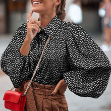 Load image into Gallery viewer, Celmia Women White Shirts 2021 Autumn Polka Dot Shirt Button Loose Long Lantern Sleeve Lapel Elegant Office Ladies Stylish Tops
