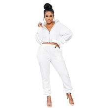 Load image into Gallery viewer, Cutubly Long Sleeve Women'S Set Women Solid 2 Piece Set Tracksuit Zipper Hoodies Crop Top Sweatpants Jogging Suit Fashion Outfit
