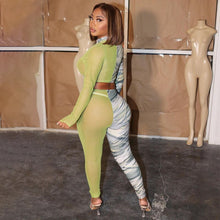 Load image into Gallery viewer, Cutubly 2 Pieces Set Spring Autumn Women Sexy Two Piece Set For Women Long Sleeve Hollow Out Patchwork Mesh Party Club Tracksuit
