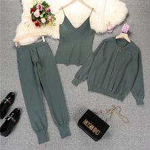 Load image into Gallery viewer, mozuleva  Women 2021 Autumn Winter Knitted  Vest Zipper Cardigans Pants 3pcs Sets Tracksuits Outfits
