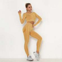 Load image into Gallery viewer, Seamless Women Gym Set Long Sleeve Top Belly Control High Waist Sport Leggings Gym Clothes Girls Tracksuit Sport Suit Sportwear
