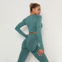 Load image into Gallery viewer, Seamless Women Gym Set Long Sleeve Top Belly Control High Waist Sport Leggings Gym Clothes Girls Tracksuit Sport Suit Sportwear
