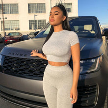 Load image into Gallery viewer, Cutubly 2 Piece Matching Sets Spring Summer Women Two Piece Set For Women Short Sleeve Solid Skinny Sexy Streetwear Outfit Set
