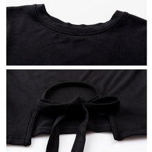 Load image into Gallery viewer, New Short Sexy Tight Navel Backless Workout Yoga Dress Women's Long Sleeve Jacket Show Thin Running Fitness Clothes Sports
