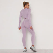 Load image into Gallery viewer, Seamless Women Gym Set Long Sleeve Top Belly Control High Waist Sport Leggings Gym Clothes Girls Tracksuit Sport Suit Sportwear
