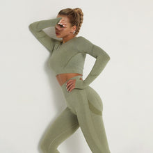 Load image into Gallery viewer, Seamless Women Gym Set Long Sleeve Top Belly Control High Waist Sport Leggings Gym Clothes Girls Tracksuit Sport Suit Sportwear
