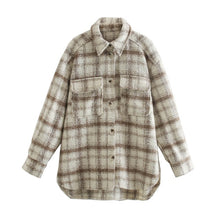Load image into Gallery viewer, ZXQJ Vintage Women Soft Tweed Shirts 2021 Spring-Autumn Fashion Ladies Elegant Loose Blouses Streetwear Girls Oversize Outwear
