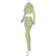 Load image into Gallery viewer, Cutubly 2 Pieces Set Spring Autumn Women Sexy Two Piece Set For Women Long Sleeve Hollow Out Patchwork Mesh Party Club Tracksuit
