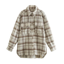 Load image into Gallery viewer, ZXQJ Vintage Women Soft Tweed Shirts 2021 Spring-Autumn Fashion Ladies Elegant Loose Blouses Streetwear Girls Oversize Outwear

