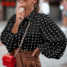 Load image into Gallery viewer, Celmia Women White Shirts 2021 Autumn Polka Dot Shirt Button Loose Long Lantern Sleeve Lapel Elegant Office Ladies Stylish Tops
