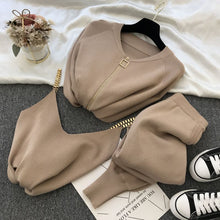 Load image into Gallery viewer, mozuleva  Women 2021 Autumn Winter Knitted  Vest Zipper Cardigans Pants 3pcs Sets Tracksuits Outfits
