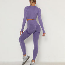 Load image into Gallery viewer, Seamless Women Gym Set Long Sleeve Top Belly Control High Waist Sport Leggings Gym Clothes Girls Tracksuit Sport Suit Sportwear
